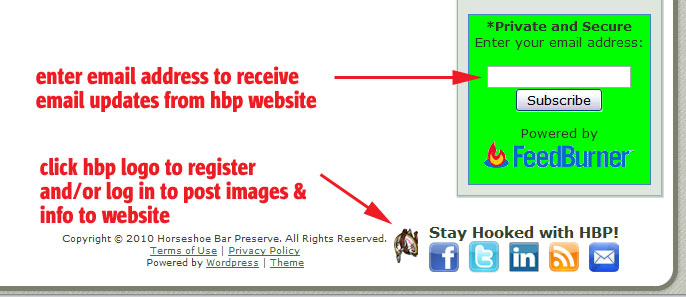 How to register for HorseshoeBarPreserve.com Updates and and as an Author